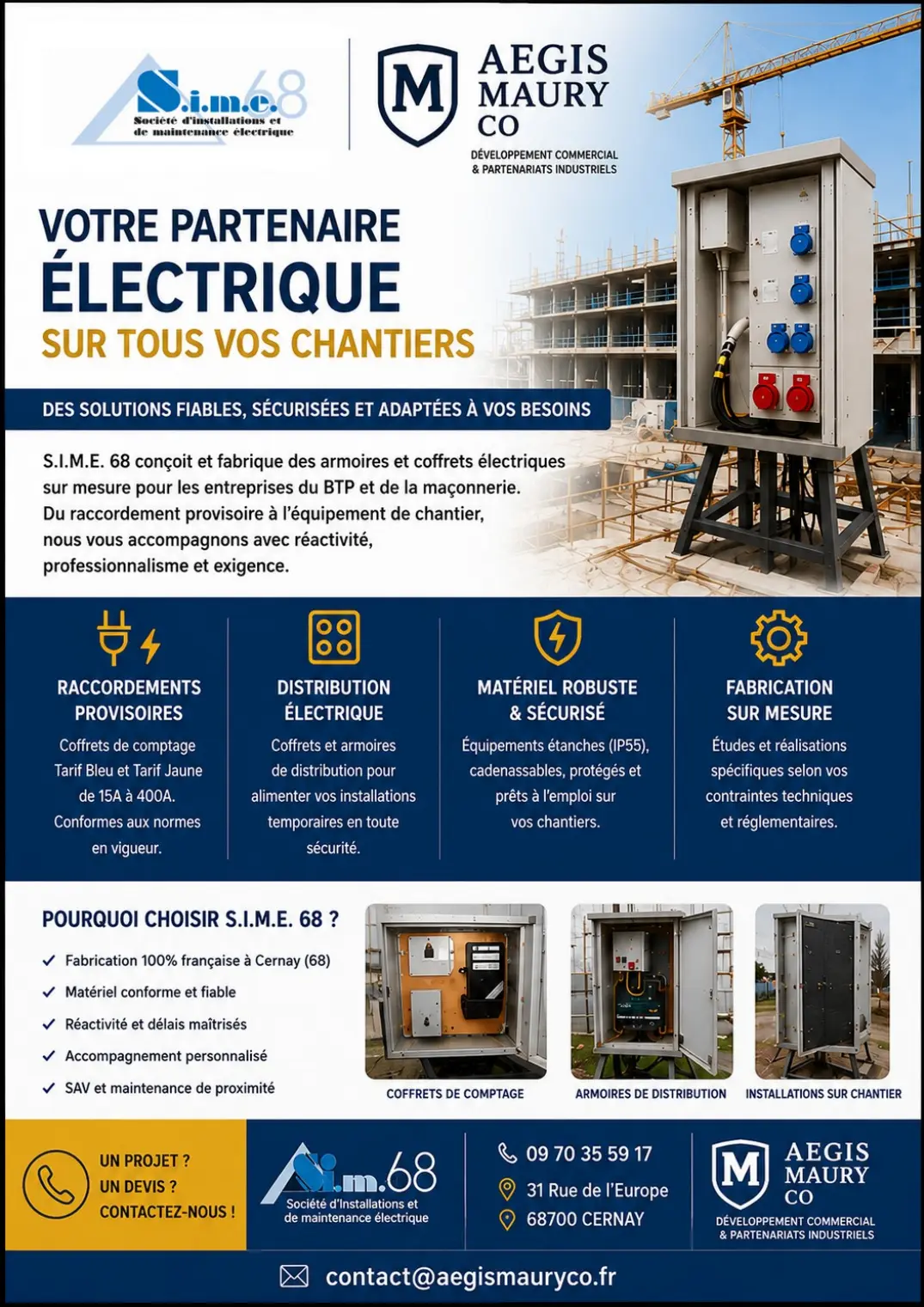 Plaquette coffrets, armoires et raccordements provisoires de chantier