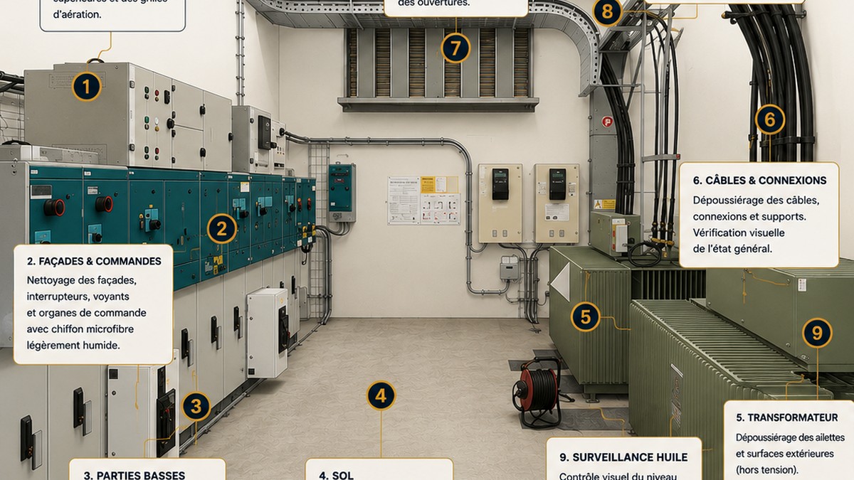 Intérieur d’un poste HTA / BT